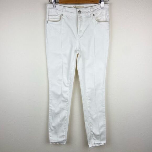 Free People Pintuck Mid-Rise Raw Hem Skinny Jeans - White - Picture 2 of 8